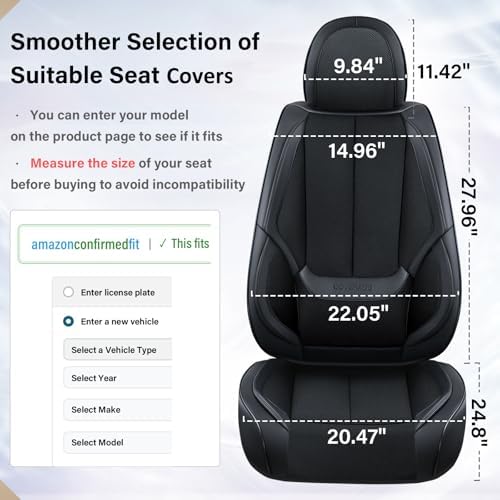Coverado Seat Covers Full Set, Breathable Leather Car Seat Cover,Universal Car Seat Protectors, Seat Cover Waterproof, Front and Rear Seat Cover Fit Most Cars, BlackRed - Image 6