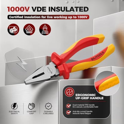 BILITOOLS 1000V Insulated Lineman Pliers, 6 inch, Combination Pliers, Cr-V - Image 3