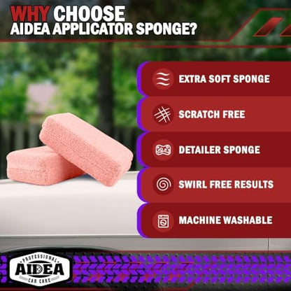 AIDEA Microfiber Applicator Pads-8 Pack, Car Wash Sponge, Pink - Image 3
