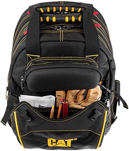 CAT 18-Inch Pro Tool Back Pack, 32 Pockets for Tool Storage and Organization, Premium 1680D Water-Resistant Polyester Weave, Padded Shoulder and Waist Support, Molded Bottom - 980197N - Image 6
