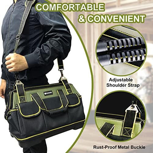 17in Tool Bag For Men Heavy Duty​ with Waterproof Molded Base, High Capacity Wide Mouth Tote, Construction Worker Electricians Tool Bags, Large Tool Bag Organizer for Men Women Tool Tote - Image 2