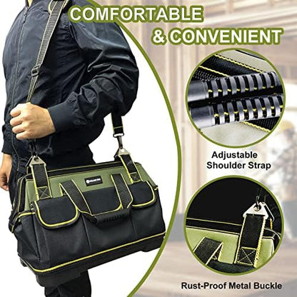 17in Tool Bag For Men Heavy Duty​ with Waterproof Molded Base, High Capacity Wide Mouth Tote, Construction Worker Electricians Tool Bags, Large Tool Bag Organizer for Men Women Tool Tote - Image 2