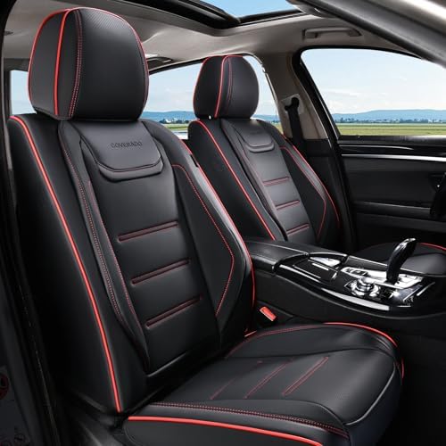 Coverado Car Seat Covers, Front Covers for Cars, Car Seat Cover Front Seats, Car Seat Protector Waterproof, Leather Cushion, Universal Interior Covers Seat Protectors for Most Cars by COVERADOAUTO