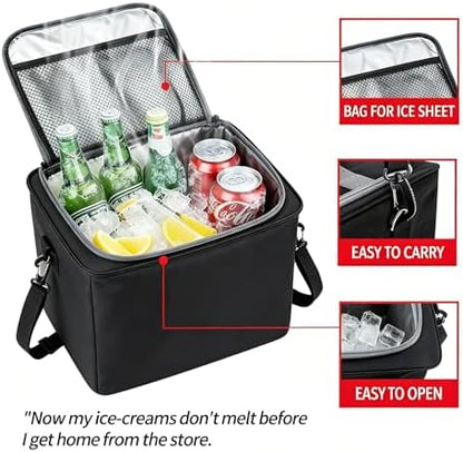 Car Trunk Organizer with Removable Cooler Bag - Collapsible Multi-Compartment Storage for SUV Truck Groceries Camping, Durable Nylon Auto Cargo Organizer (Black) - Image 4