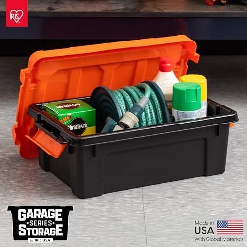 IRIS USA 5-Pack 3 Gal Heavy Duty Lockable Storage Totes with lids, Orange - Image 3