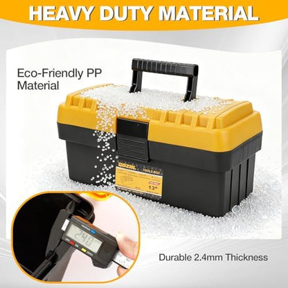 4 Pack Heavy Duty Plastic Tool Box Set, Stackable Portable Boxes, 13-19" - Image 2