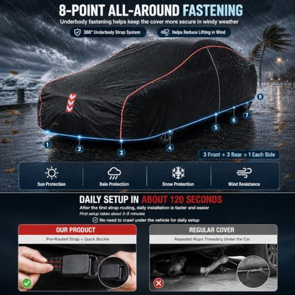 Coupe Car Cover Waterproof All Weather, 8-Point Fastening Fits186-193 in - Image 3