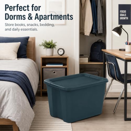 18 Gal Storage Bin with Snap-On Lid, Stackable Plastic Tote, Teal - Image 3