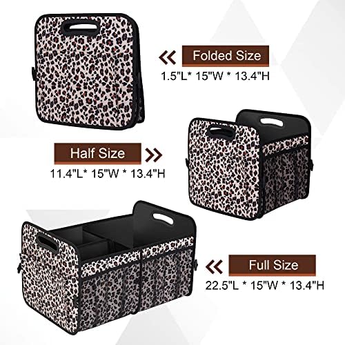 Femuar Car Trunk Organizer, Large Capacity Collapsible Trunk Storage with 11 Pockets, Waterproof, Non-Slip, Suitable for Car, SUV, Truck, Van, Jeep, Sedan, Leopard Print - Image 4