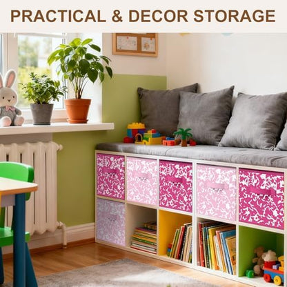 LemonRoad 6 Fabric Cube Storage Bin 11'' Classroom Bin, Pink, Classic - Image 5