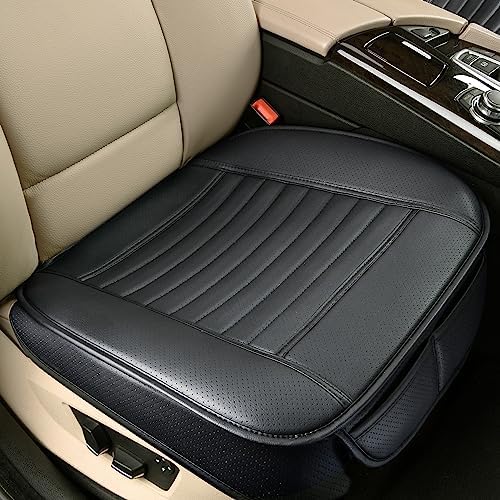 2pc Edge Wrapping Comfortable Car Front Seat Covers, Seat Protectors, Anti-Slip Bottom Seat Cushion Covers for Auto with PU Leather(Black) by SunnyColor