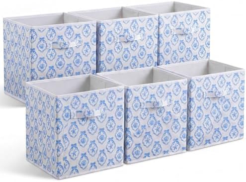 Geelin 6 Pcs Blue Bow Seashell Storage Bin 11 in Storage Basket with Handle by Geelin