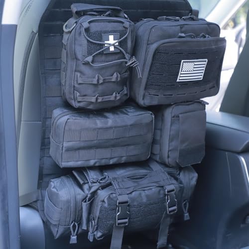 Universal Tactical Car Seat Back Organizer Bag Tactical Molle Vehicle Organizers Panel Vehicle Protector Organizers with 5 Detachable Pouches for Car (Upgraded C Black) - Image 7