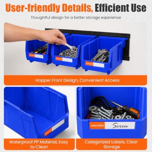 12pc Wall-Mounted Storage Organizer Set with Metal Rails Blue - Image 5