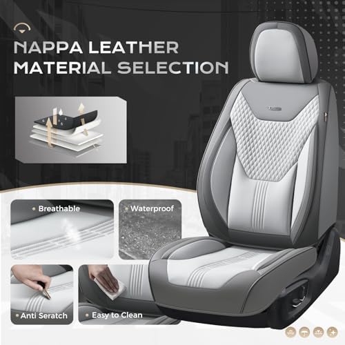 Coverado Car Seat Covers with Lumbar Support, Front Covers for Cars, Universal Automotive Seat Cover, Waterproof, Leather Car Seat Cushion, Interior Seat Protectors for Most Cars - Image 2