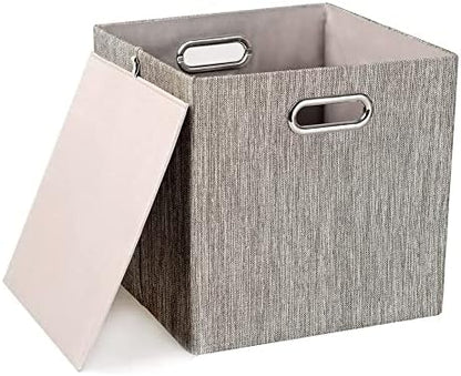 Posprica 3X Thicker Fabric Storage Cubes 13 inch Collapsible Storage Bins for Organization, Cubby Storage Baskets for Organizing Shelf Cabinet Bookcase Boxes, Set of 4, Coffee - Image 2