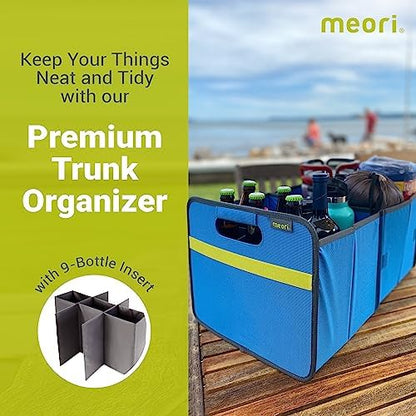 meori Collapsible Trunk Organizer for Car with Bottle Insert for Groceries Road Trips 2 Compartments Heavy Duty Mesh Pocket Ripstop - Image 2