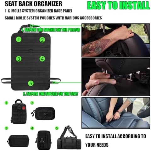 7 PACK Tactical Seat back organizer Truck organizer With 6 Detachable Pouches Universal For Car Truck Ford Jeep Military-Grade Heavier Panels With Multi-functional Packs (7-PACK-Upgrade) - Image 5
