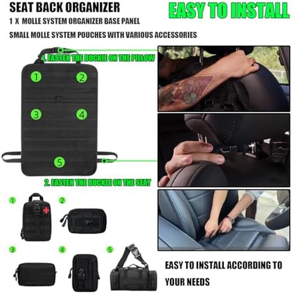 7 PACK Tactical Seat back organizer Truck organizer With 6 Detachable Pouches Universal For Car Truck Ford Jeep Military-Grade Heavier Panels With Multi-functional Packs (7-PACK-Upgrade) - Image 5