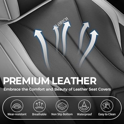 FLORICH Front Car Seat Covers, Leather Seat Covers for Cars, Waterproof Car Seat Protectors 2 Pack, Front Seat Covers for Cars, Automotive Seat Covers Protector Fit for Most Sedans SUV Pick-up Truck - Image 4