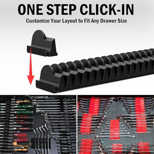 120 pcs Modular Wrench Organizer for Tool Drawers (Black & Red & Blue) - Image 5