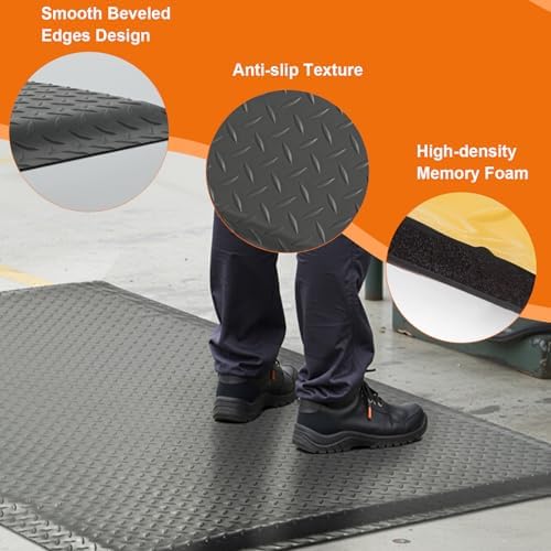 Nisorpa Anti Fatigue Mats Industrial 3' x 5' Ergonomic Standing Mat 15/16" Extra Thick Heavy Duty Commercial Diamond Plate Support Shop Floor Mat for Leg & Back Pain,Grey - Image 4