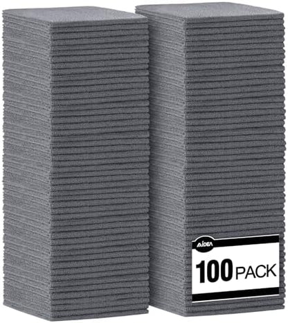 AIDEA Microfiber Cleaning Cloth Grey-100PK, Soft Absorbent Rags, Microfiber Towels for Cars, Kitchen Towels, Dusting Cloth for Home, Window, Cleaning Supplies, 12"×12" by AIDEAHOME