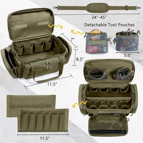 Heavy Duty Tool Bag Organizer with Strong Magnets & Detachable Pouches, Tactical Tool Tote for Men, Multiple Pockets, Anti-Friction Bottom Utility Tool's Bag for Electrician,Mechanic - Image 2