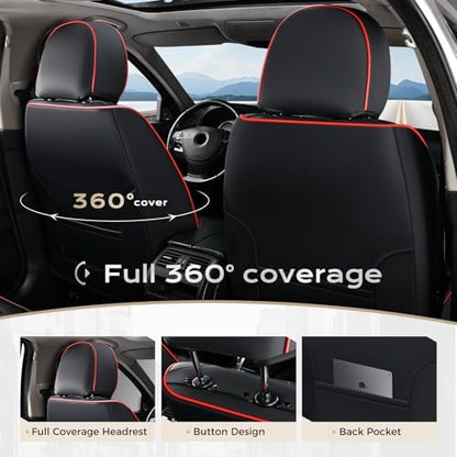 Coverado Car Seat Covers Full Set, Seat Covers for Cars, Waterproof Leather Automotive Seat Cover, Universal Car Interior Protectors Cushion for Most Cars - Image 3