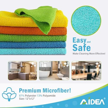 AIDEA Microfiber Cleaning Cloth, 500PK, Soft Absorbent Rags, Shop Towels, Microfiber Towels for Cars, Kitchen Towels, Dusting Cloth for Home, Window, Cleaning Supplies, 12"×12" - Image 6