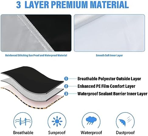 Car Cover Waterproof All Weather, Coverado Outdoor Full Car Covers with Invisible Zipper Mirror Pocket, Rain Sun UV Wind Protection Car Covers for Automobiles Universal Fit for Camaro,etc (183"-193") - Image 5