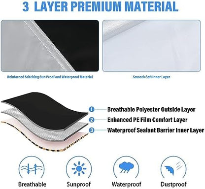 Car Cover Waterproof All Weather, Coverado Outdoor Full Car Covers with Invisible Zipper Mirror Pocket, Rain Sun UV Wind Protection Car Covers for Automobiles Universal Fit for Camaro,etc (183"-193") - Image 5