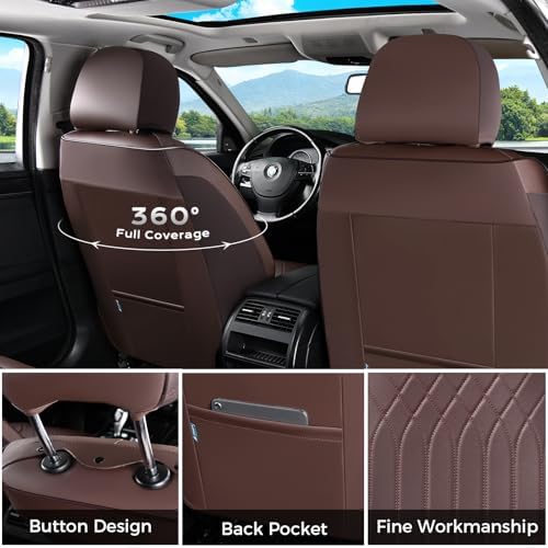 FLORICH Front Car Seat Covers, Leather Seat Covers for Cars, Car Seat Protector Waterproof Breathable, Universal Automotive Seat Covers, Front Car Seat Cover Fit for Most Sedans SUV Pick-up Truck - Image 2