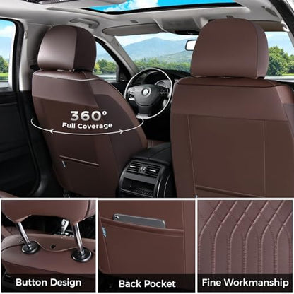 FLORICH Front Car Seat Covers, Leather Seat Covers for Cars, Car Seat Protector Waterproof Breathable, Universal Automotive Seat Covers, Front Car Seat Cover Fit for Most Sedans SUV Pick-up Truck - Image 2