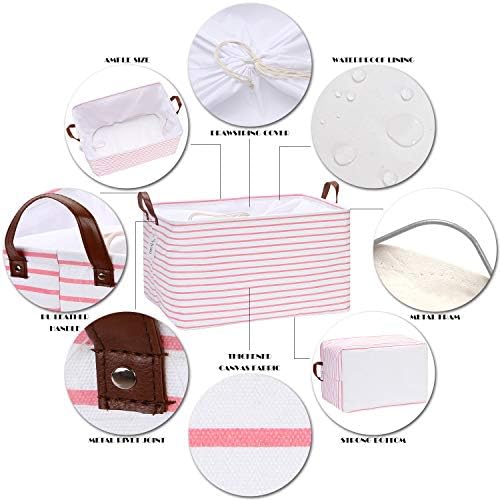 Hinwo 70L Extra Large Canvas Storage Bin with Lid and Handles - Image 4