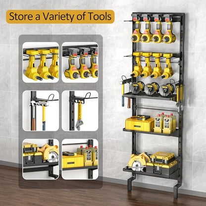 BUKFEN Garage Tool Storage Rack, Wall Mount 5-Tier Metal Organizer - Image 6
