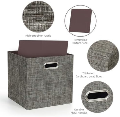 Posprica Storage Basket Bins,13×13 Foldable Storage Boxes Containers for Closet Organizer Shelf Cabinet Bookcase,Thick Fabric Drawer with Shimmer,4pcs,Brown - Image 3