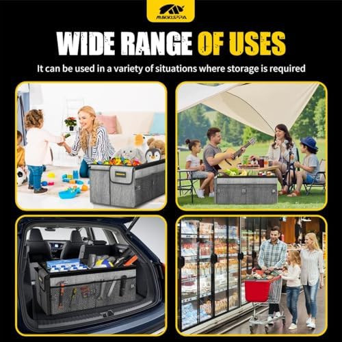 MIKKUPPA Trunk Organizer with Lid - 65L Collapsible Car Organizer, Gray - Image 6