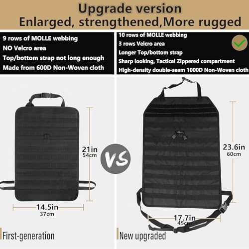 Universal Tactical Car Seat Back Organizer Bag Tactical Molle Vehicle Organizers Panel Vehicle Protector Organizers with 5 Detachable Pouches for Car (Upgraded D Black) - Image 5