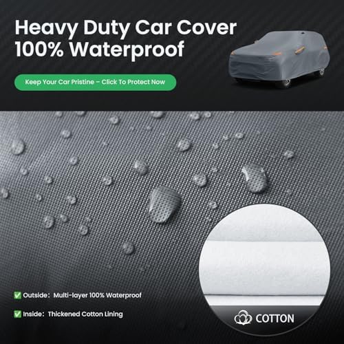 Waterproof HR-V(2016-2026) Car Cover with Breathable Vents, [Upgrade] Premium Covers with Cotton Liner and Zipper Door,Sun Rain Snow Dust Uv Protection.(Gift with Towel Storage Bag) - Image 2
