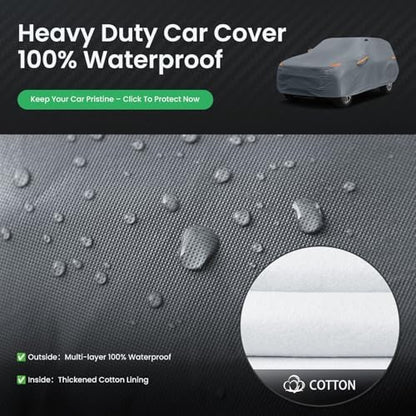 Waterproof HR-V(2016-2026) Car Cover with Breathable Vents, [Upgrade] Premium Covers with Cotton Liner and Zipper Door,Sun Rain Snow Dust Uv Protection.(Gift with Towel Storage Bag) - Image 2