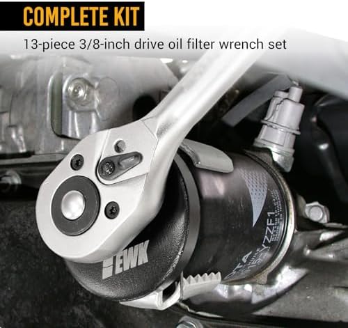 EWK 13 Pcs Forged Oil Filter Wrench Set (24–90mm), Aluminum Cup Tool Kit with Adjustable Wrench & Case, Fits Toyota, Ford, Mercedes, BMW, Audi, VW, Volvo, Chevrolet, Buick, GMC, RAM, Chrysler & More - Image 3