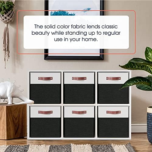 Ornavo Home 13x13 Foldable Fabric Storage Cube Bins, 6 Pack, White/Black - Image 2