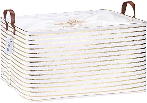 Hinwo 70L Extra Large Canvas Storage Bin with Lid and Handles by Hinwo