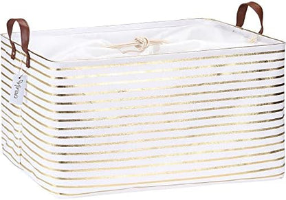 Hinwo 70L Extra Large Canvas Storage Bin with Lid and Handles by Hinwo