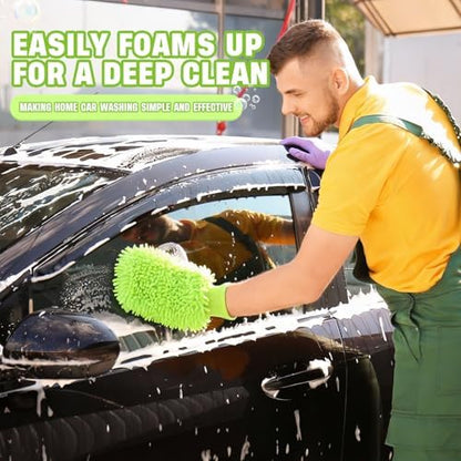 24 Pack Car Wash Mitts Bulk Microfiber Wash Mitts, Lime Green - Image 5
