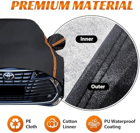 Half Car Cover Sedan M, Car Snow Cover for Windshield & Sunroof Protection with Soft Lining, Top Only Partial Cover for Convertible - Image 2