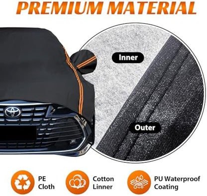 Half Car Cover Sedan M, Car Snow Cover for Windshield & Sunroof Protection with Soft Lining, Top Only Partial Cover for Convertible - Image 2