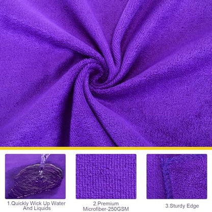 Nuenen Car Microfiber Clean Cloths, Purple, 16 x 16 Inch, 60 Pcs - Image 2