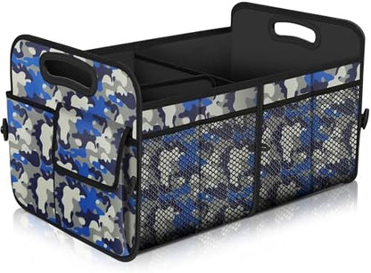 Femuar Car Trunk Organizer with 72L Large Capacity Waterproof Collapsible and 11 Pockets, Trunk Organizer for Car SUV/Jeep/Sedan, Large Size, Blue Camouflage by GuangzhouTailinTechnologyCo